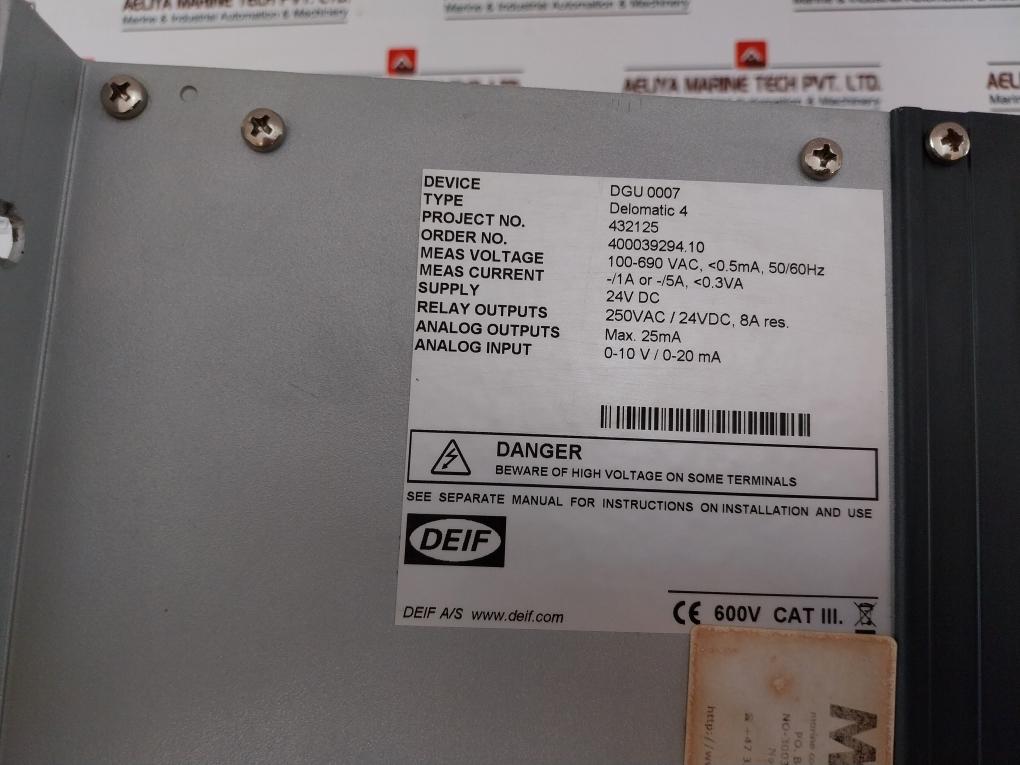 Deif Dgu 0007 Delomatic 4 Generator Control System 100-690 Vac 50/60 Hz