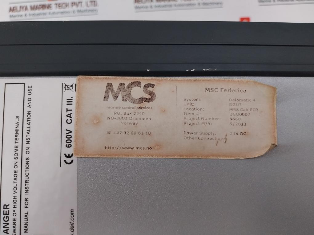 Deif Dgu 0007 Delomatic 4 Generator Control System 100-690 Vac 50/60 Hz