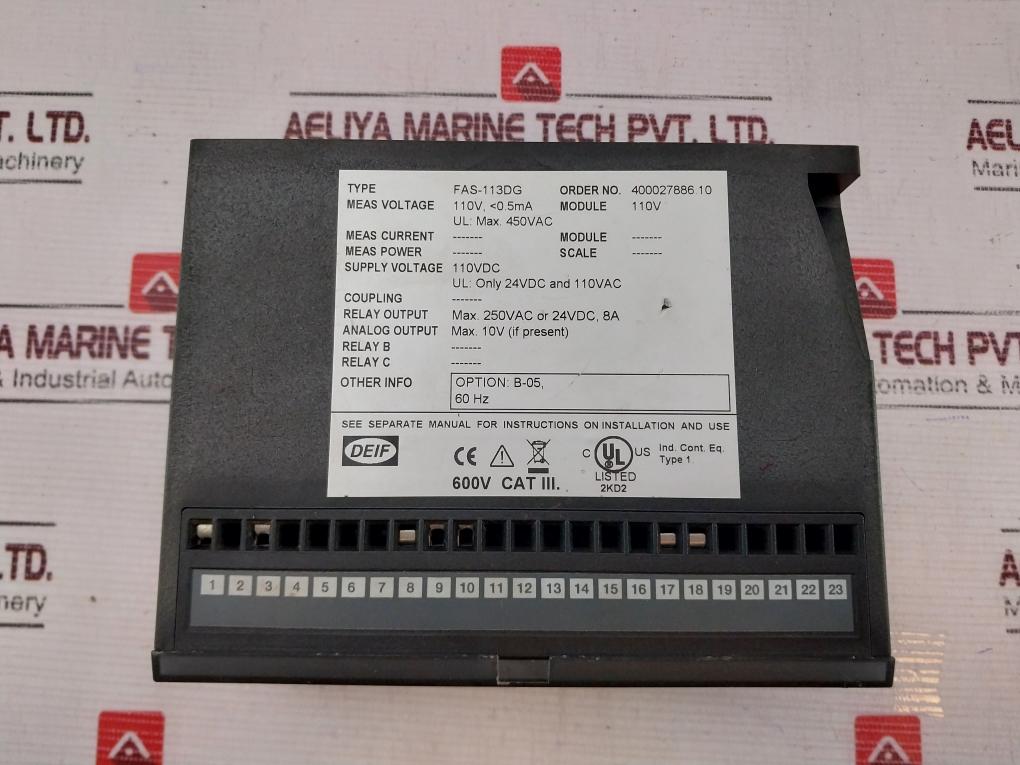 Deif Fas-113Dg Synchroniser Controller 110Vac
