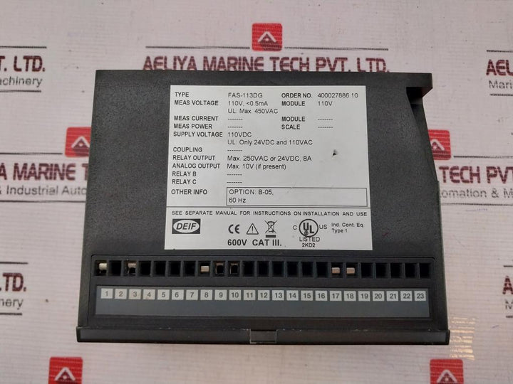 Deif Fas-113Dg Synchroniser Controller 110Vac