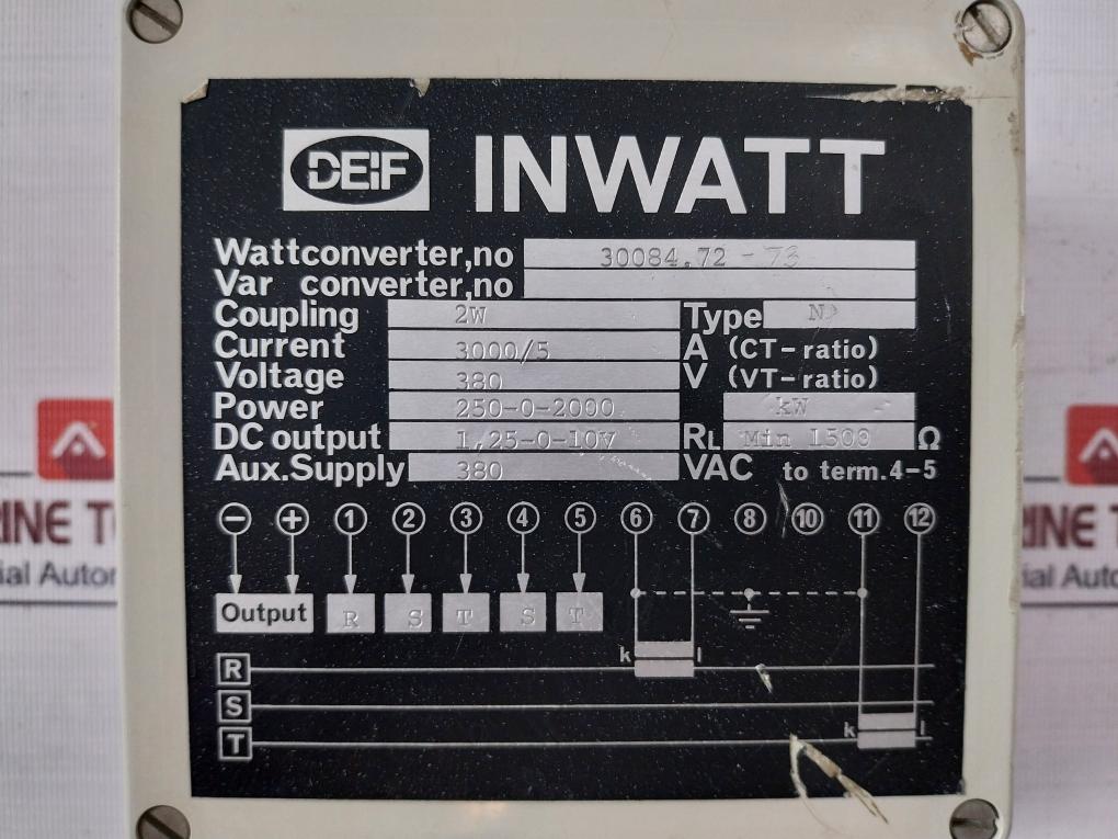 Deif N Inwatt Var Converter 250-0-2000 Kw 1.25-0-10V 380 Vac 913714 Pn-8