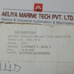 Deif Short Circuit Relay 24Vdc Rmc-111D