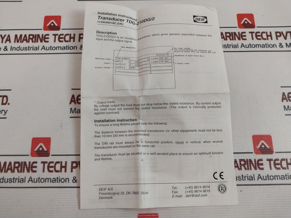 Deif Tdg-210Dg Transducer 407135.30 24Vdc