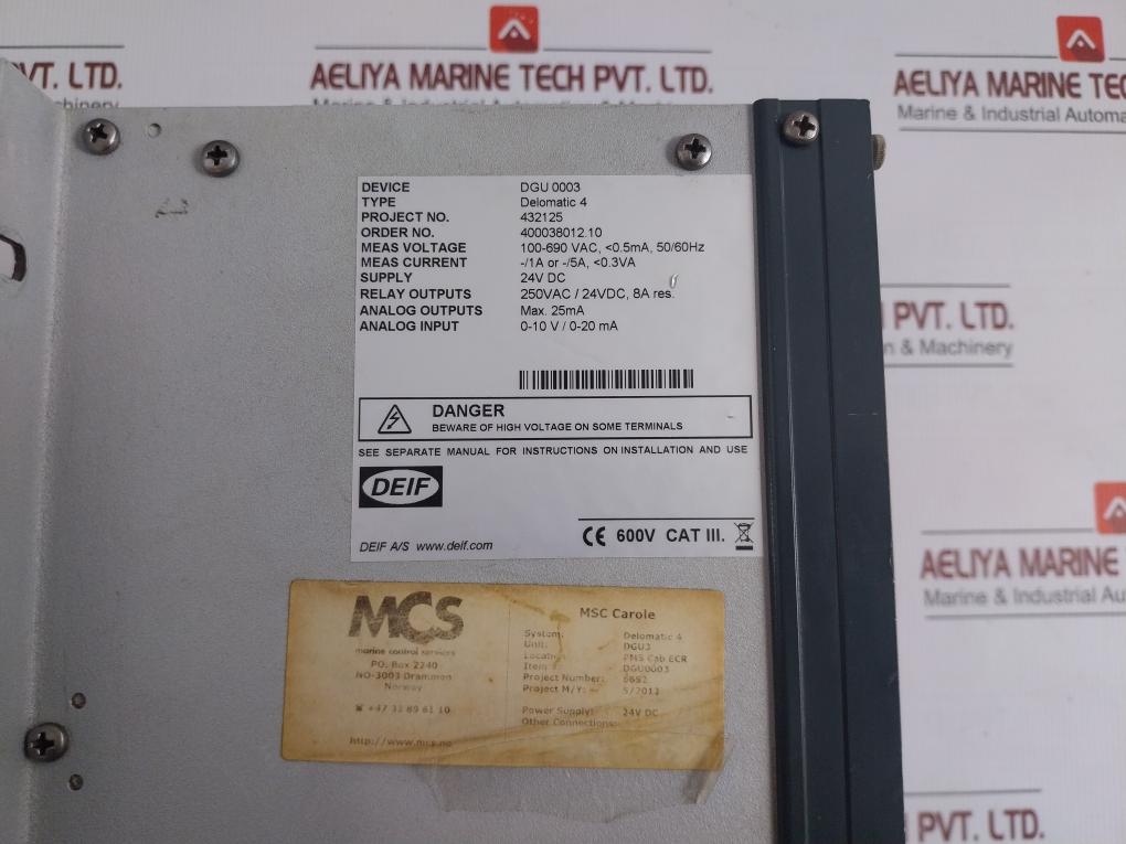 Deif Marine Generator Control Unit Type-delomatic 4 50/60Hz Dgu 0003