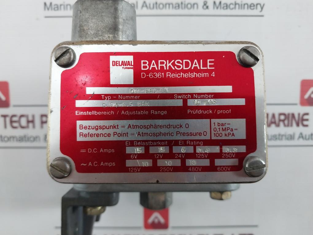 Delaval Turbine D1T-b80-lv Pressure Switch 0.04-5.5 Bar 0.1 Mpa 100 Kpa