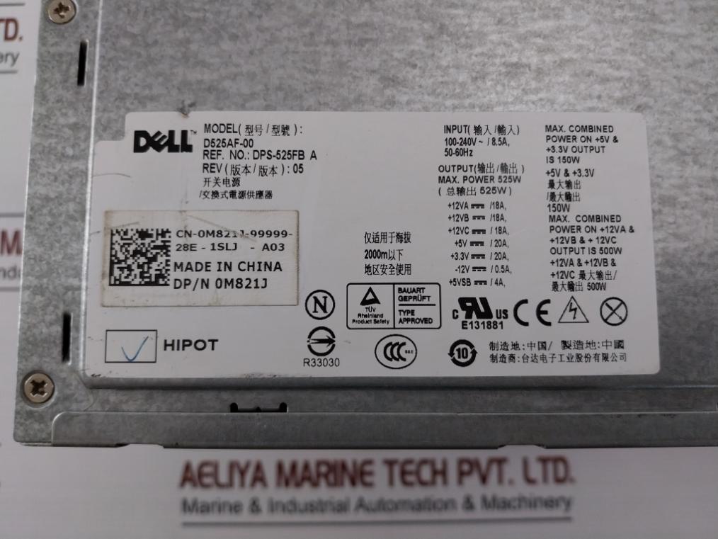 Dell D525Af-00 Switching Power Supply Rev 05 100–240V 8.5A 50–60Hz