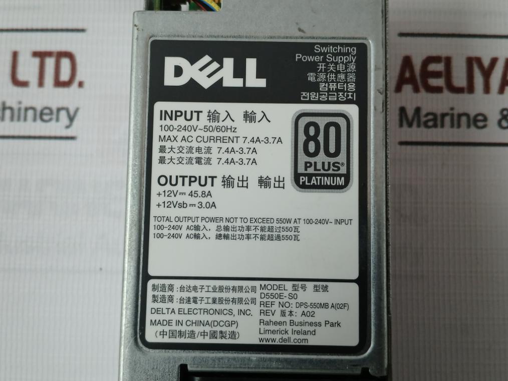 Dell D550E-s0 Switching Power Supply Kcc-rem-dvp-d550E-s0 Rev: A02 100-240V 550W