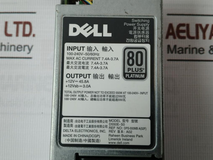 Dell D550E-s0 Switching Power Supply Kcc-rem-dvp-d550E-s0 Rev: A02 100-240V 550W