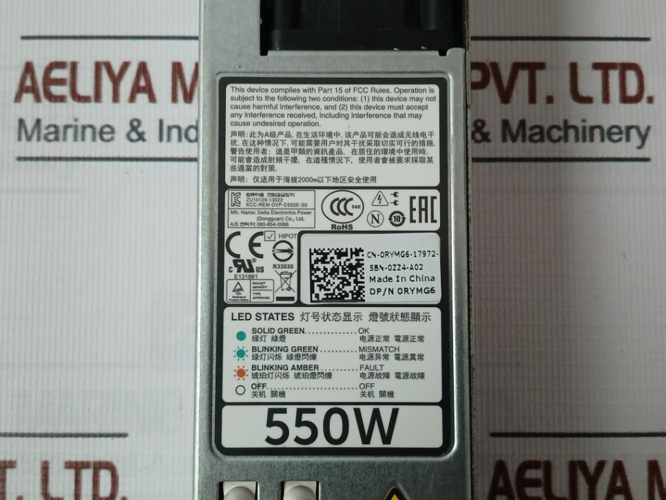 Dell D550E-s0 Switching Power Supply Kcc-rem-dvp-d550E-s0 Rev: A02 100-240V 550W
