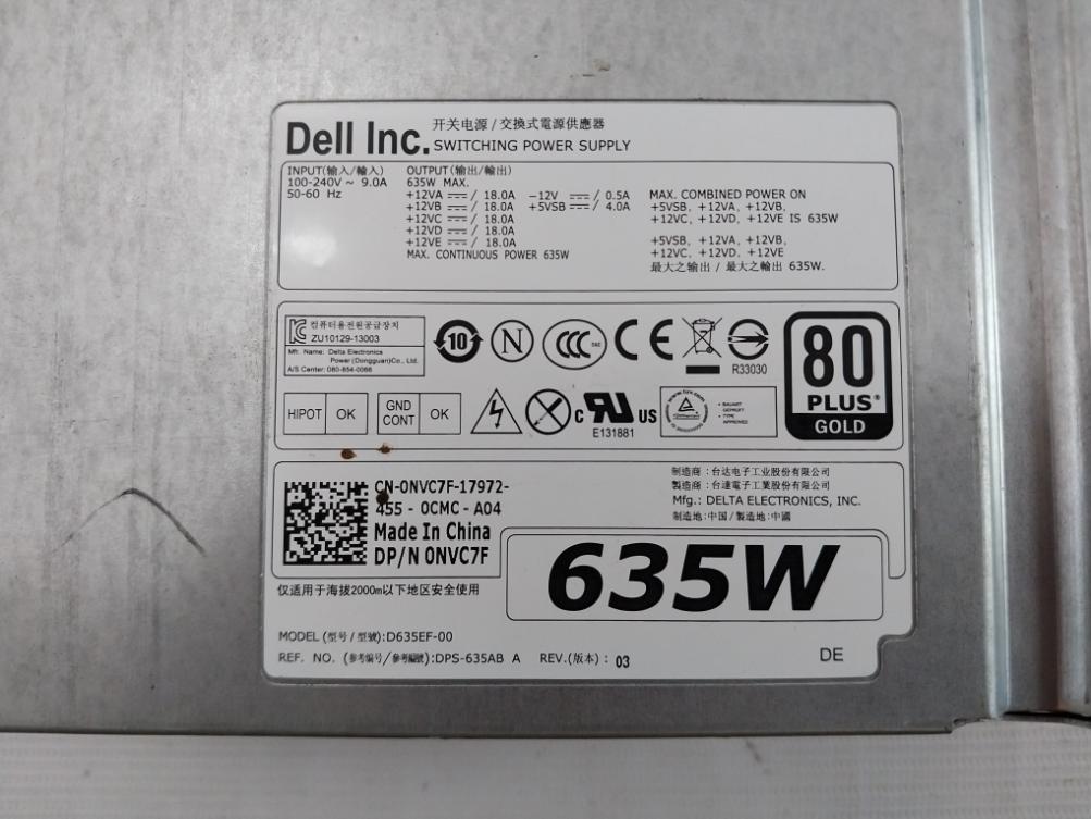 Dell D635Ef-00 Power Supply Dps-635Ab A Dp/N: 0Nvc7F