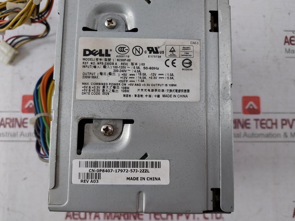 Dell N230P-00 Switching Power Supply Nps-230Db A Rev:03 100-120V/6.5A, 50-60Hz