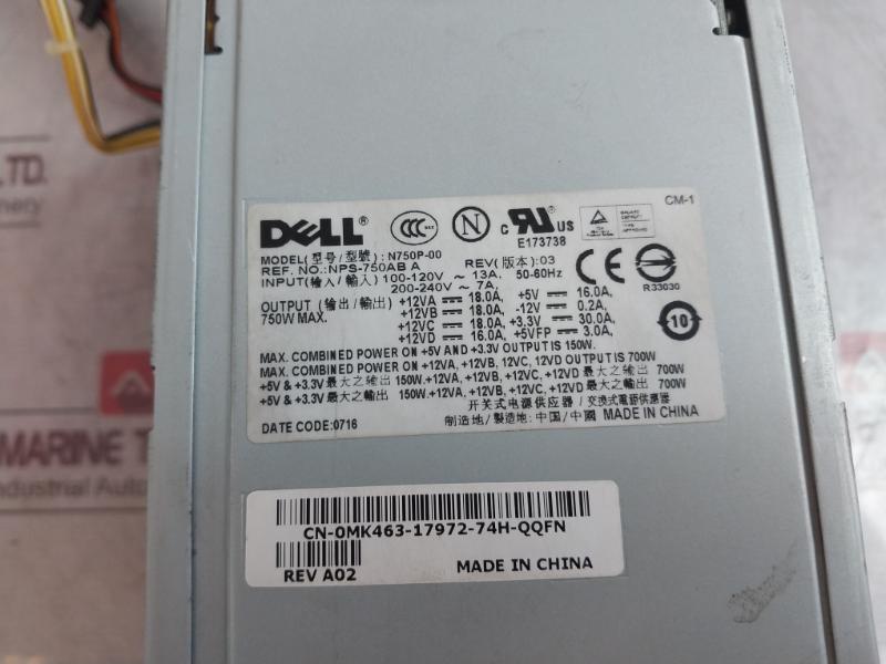 Dell N750P-00 Foxconn Switching Power Supply Nps-750Ab A Rev 03 750W