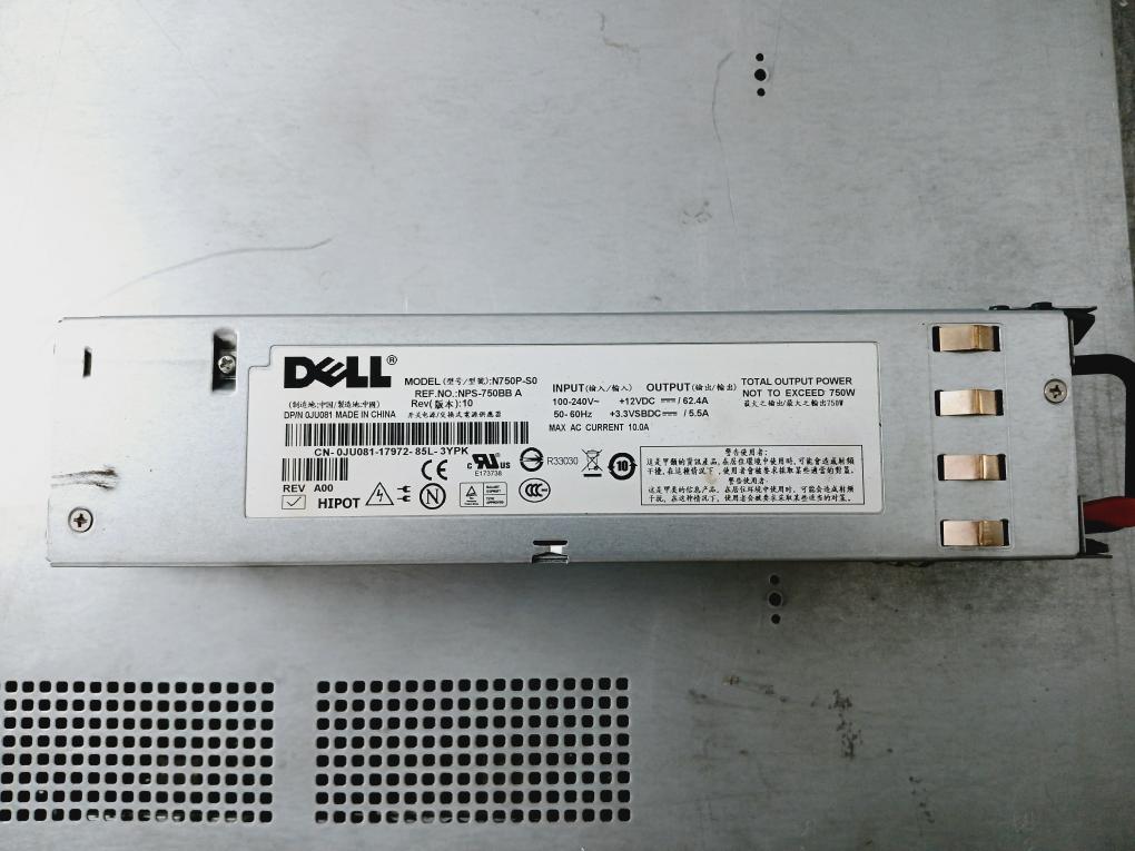 Dell Poweredge 2950 Ems01 Server W/ Power Supply N750P-s0 100-240V~ 9.0-4.5A