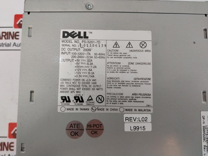 Dell Ps-5201-7d Power Supply 0009228c Rev: L02