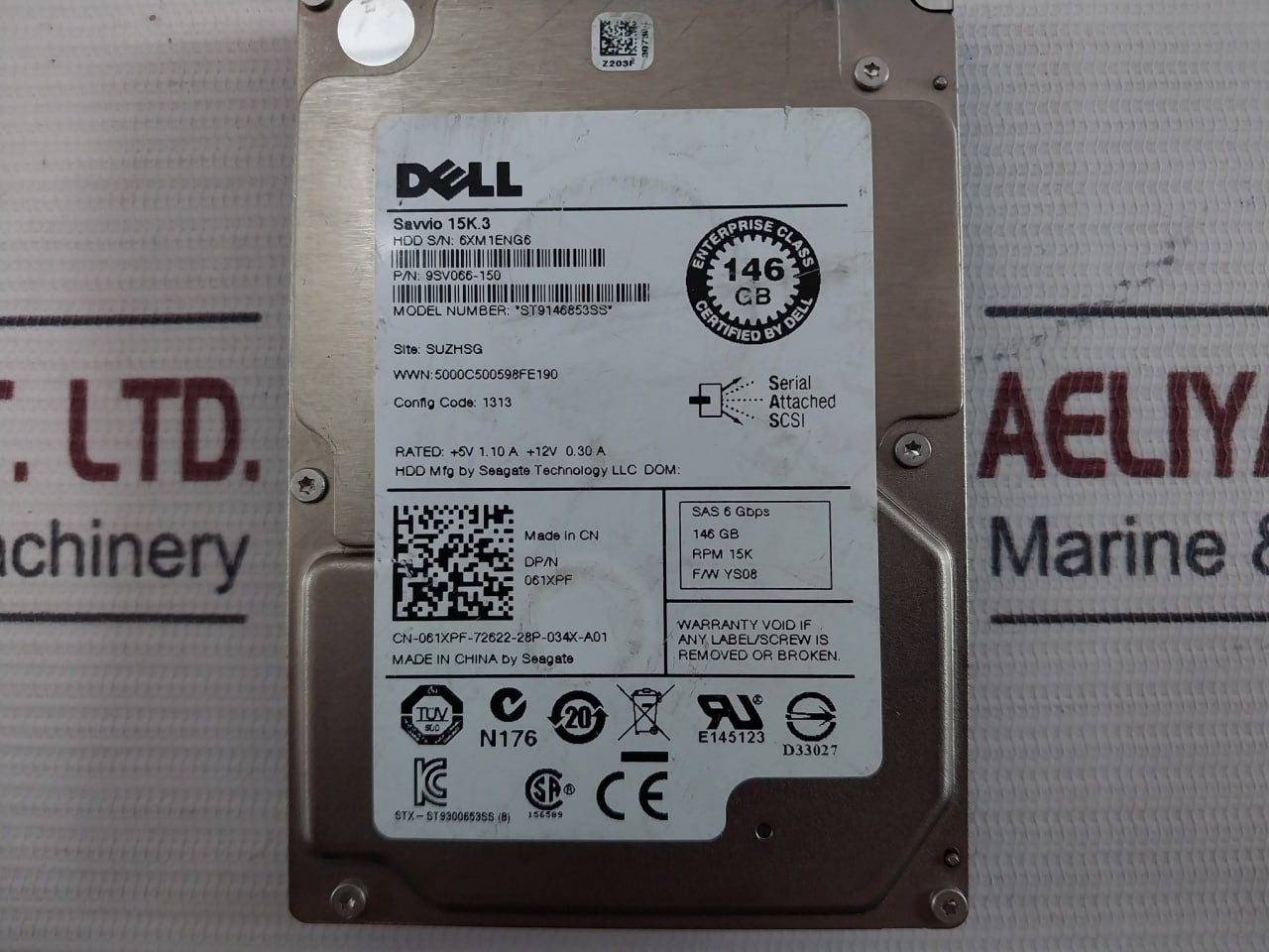 Dell St9146853Ss Hdd Hard Drive 9Sv066-150 Sas 6 Gbps 061Xpf 146 Gb Rev: A