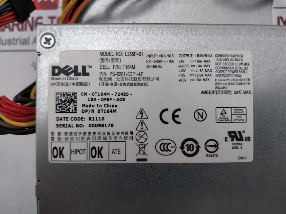 Dell Ps-5261-3Df1-lf Switching Power Supply L255P-01 100-240V-/5A 50-60 Hz