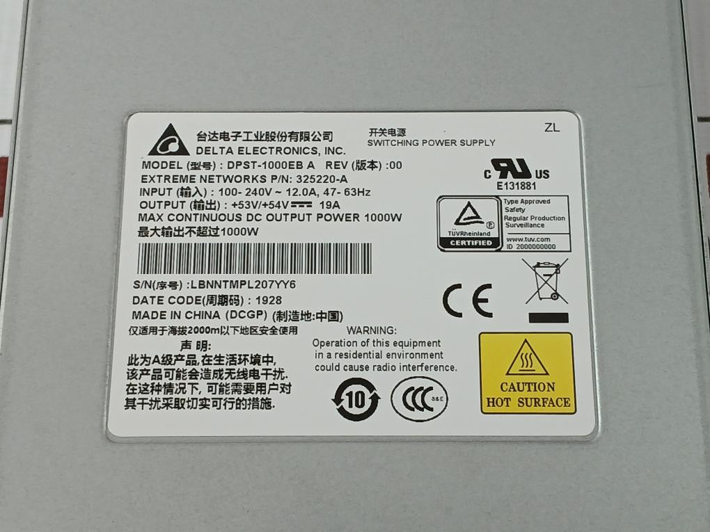 Delta-Electronics-Switching-Power-Supply-Dpst-1000eb-100-240v-12-0a-47-63hz-9