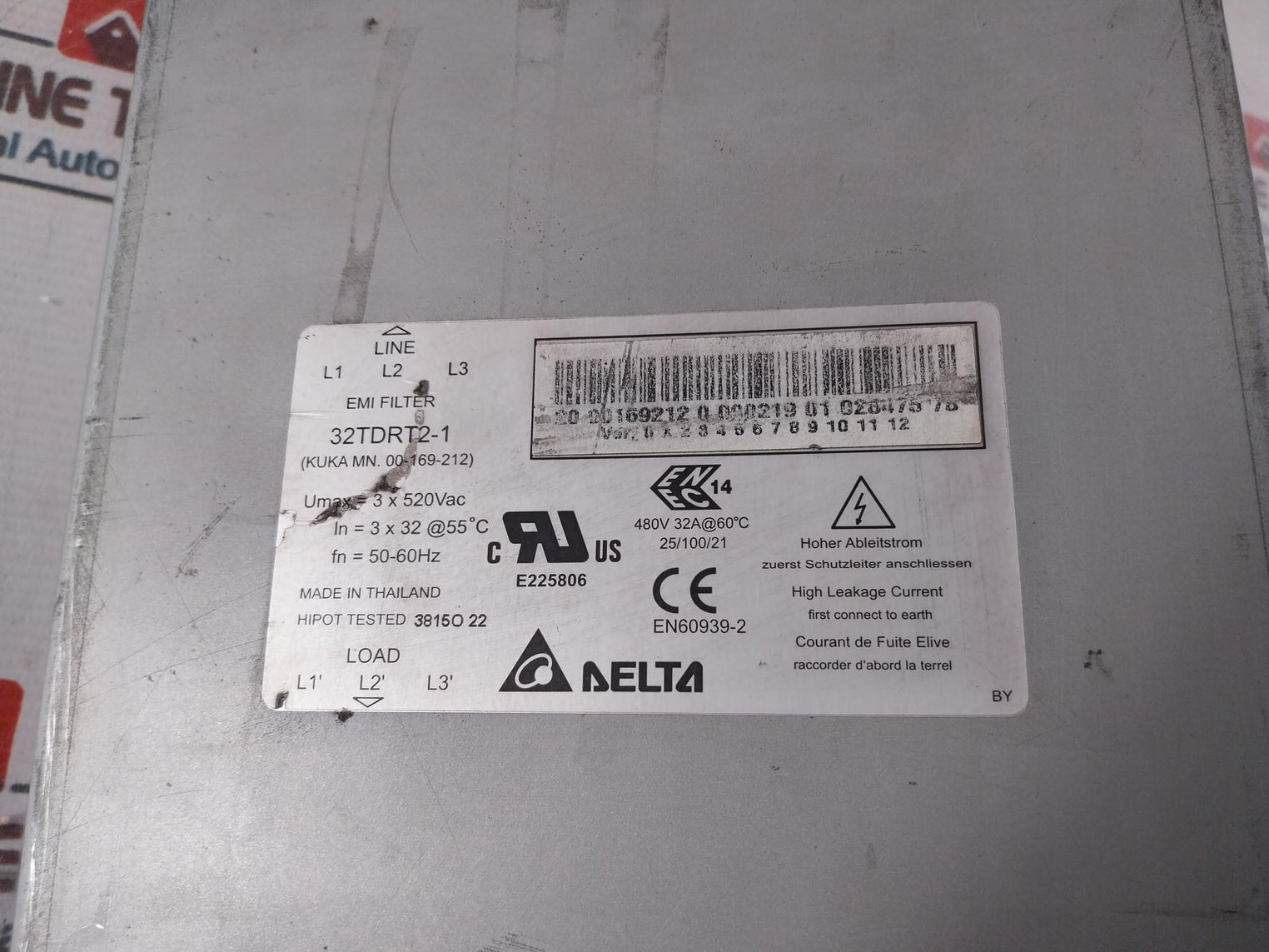 Delta 32Tdrt2-1 Emi Filter 480V 32A