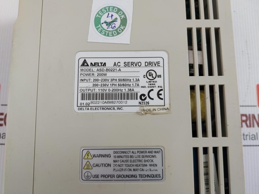 Delta Ac Servo Drive Asd-b0221-a 200W