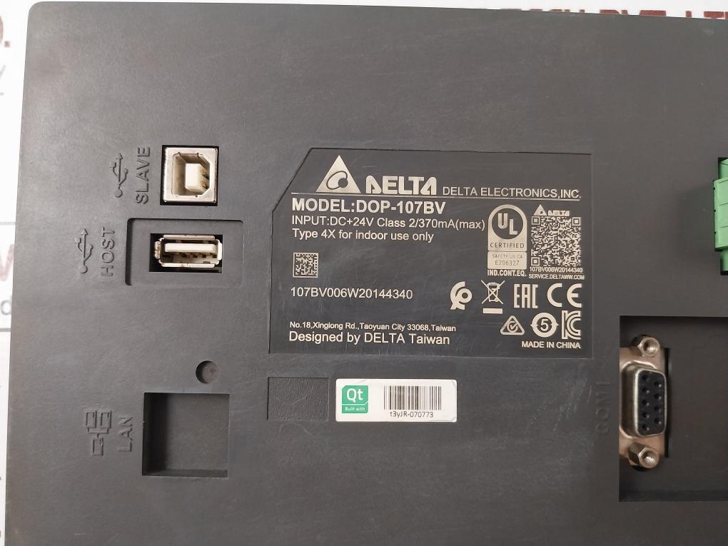 Delta Dop-107Bv Touch Screen Operator Panel Dc+24V Class 2/370Ma(Max)