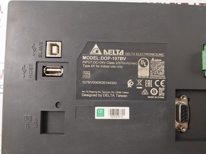 Delta Dop-107Bv Touch Screen Operator Panel Dc+24V Class 2/370Ma(Max)