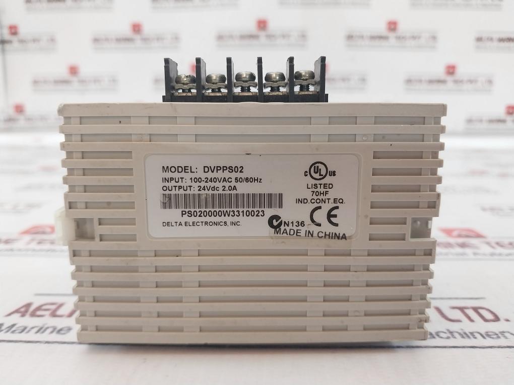 Delta DVPPS02 Power Supply Module, Input 100-240VAC 50/60Hz, Output 24VDC 2.0A