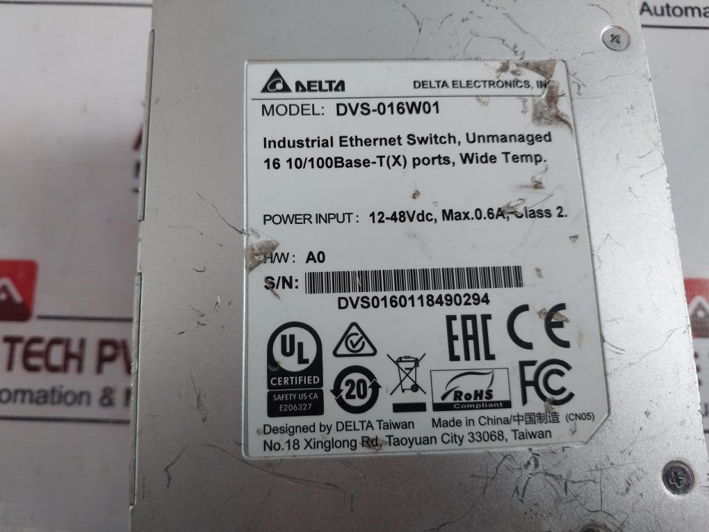 Delta Dvs-016W01 Unmanaged 16 Industrial Ethernet Switch Class 2