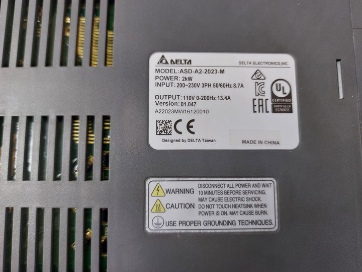 Delta Electronics Asd-a2-2023-m Servo Drive 2Kw 200~230V 3Ph 50/60Hz 8.7A