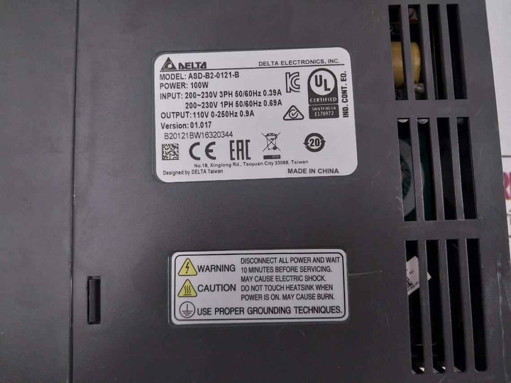 Delta Electronics Asd-b2-0121-b Servo Drive 110V 0-250Hz 0.9A 100W 01.017