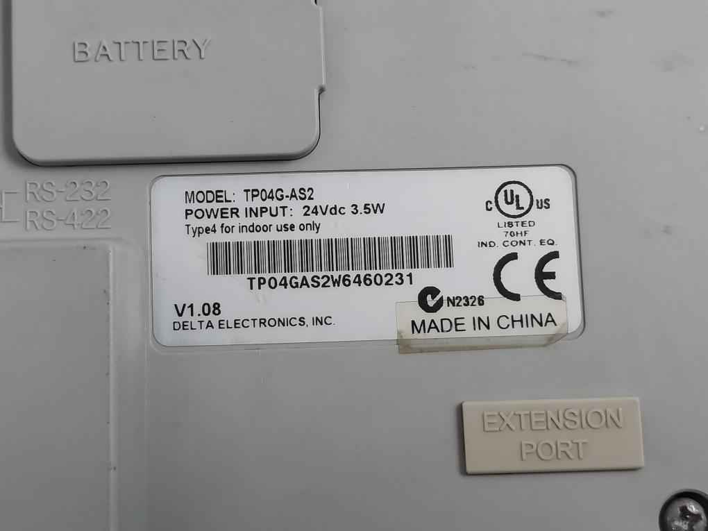 Delta Electronics Tp04G-as2 Hmi Terminal Panel (Without Battery) (Not Working)