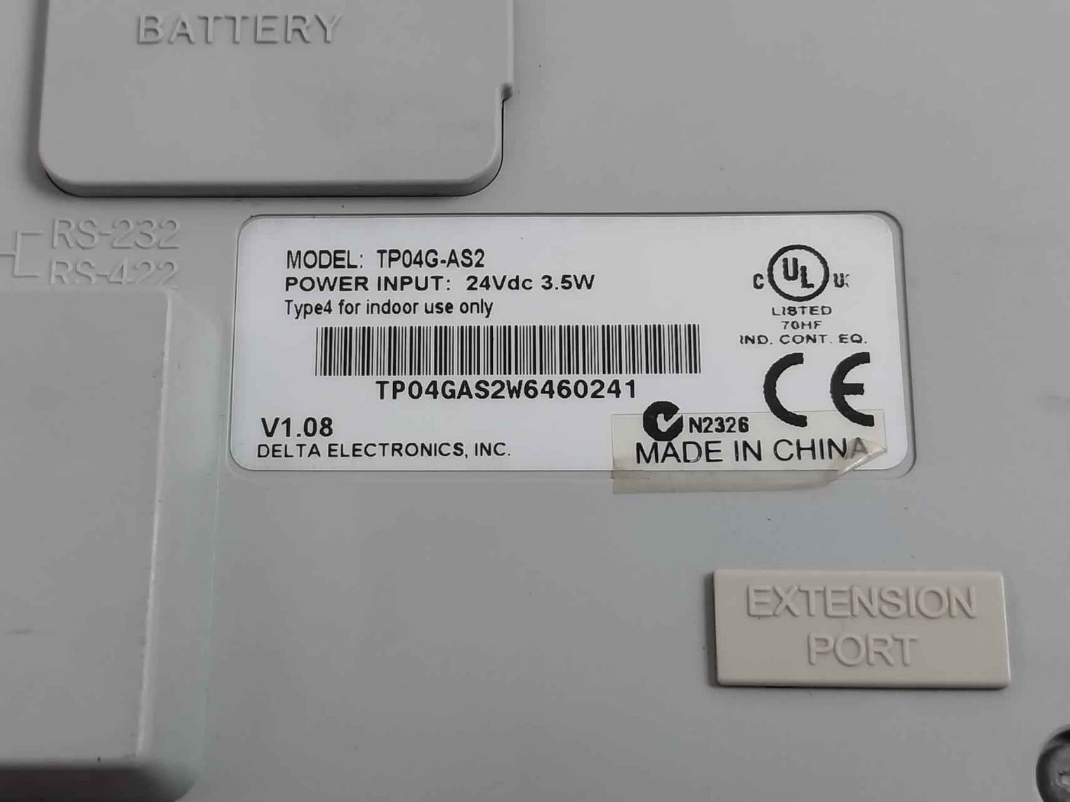 Delta Electronics Tp04g-as2 Hmi Terminal Panel 24vdc 3.5w V1.08