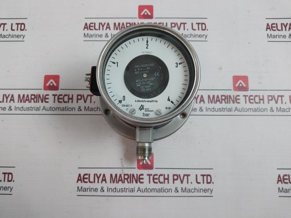 Delta F25Zmø100 Bar Pressure Gauge 24 Vdc 0–4 Bar