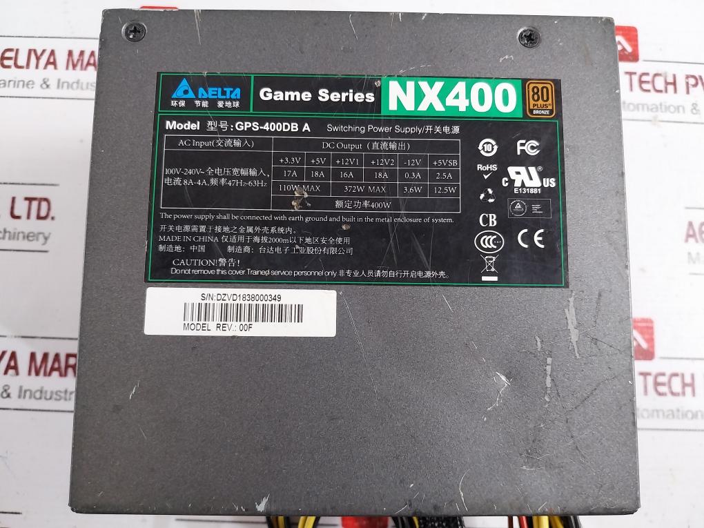 Delta Gps-400db A, 400w, 80 Plus Bronze, Game Series Switching Power Supply