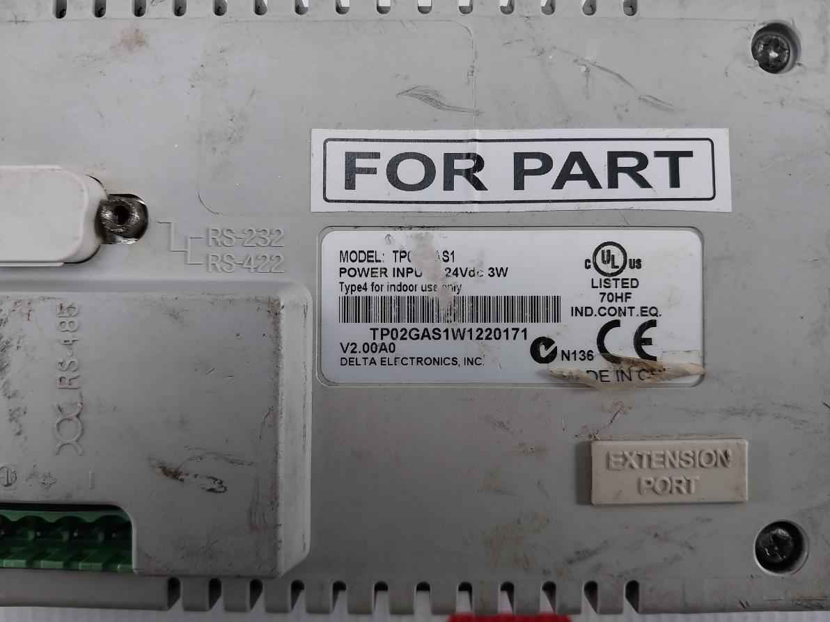 Delta Tp02g-as1 Human-machine Interface Text Panel 24vdc 3w (not Working)