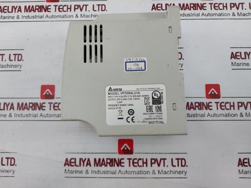 Delta Vfd004L21A 3-phase Ac Variable Frequency Drive Ver 01.50 1-400Hz E176972