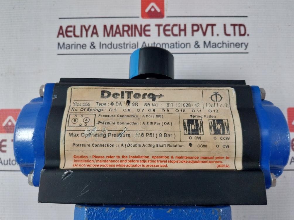 Deltorq Da Inlet Actuated 2-way Valve Size 055 116 Psi (8 Bar)