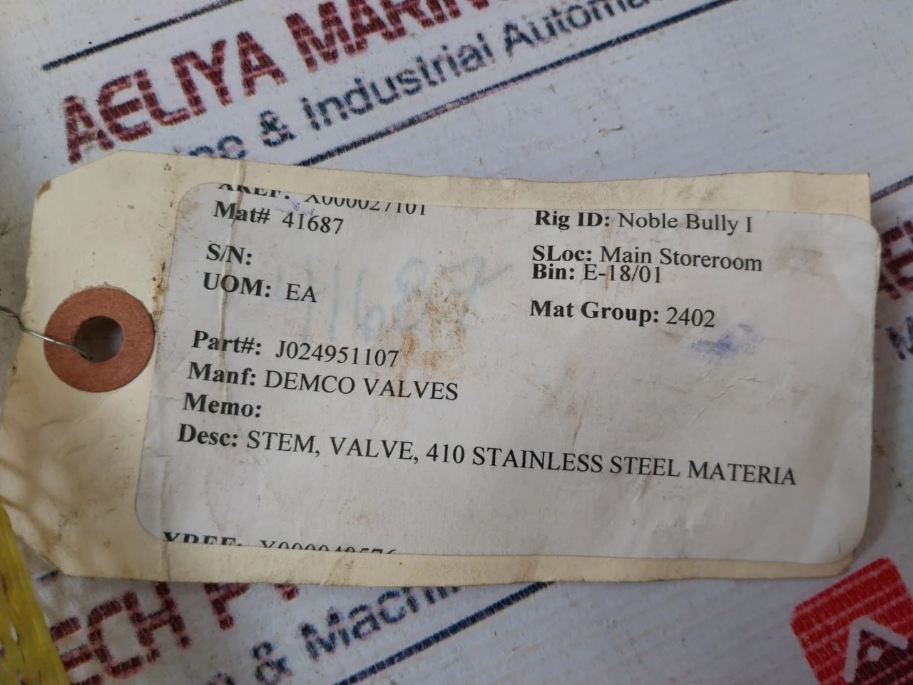 Demco J024951-107 Stem Valve Ht-sc0809-d20 Rev 02