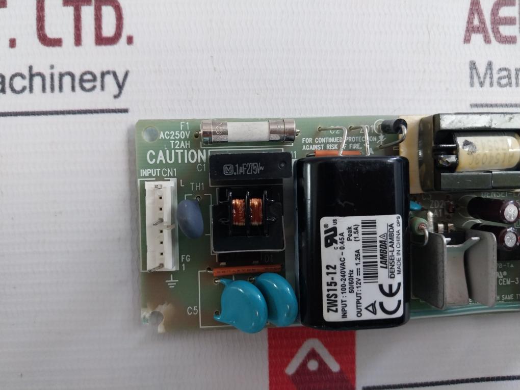 Densei-lambda Pwb-654D Power Supply Board Smew S70-t Zws15-12 100-240Vac 0.45A