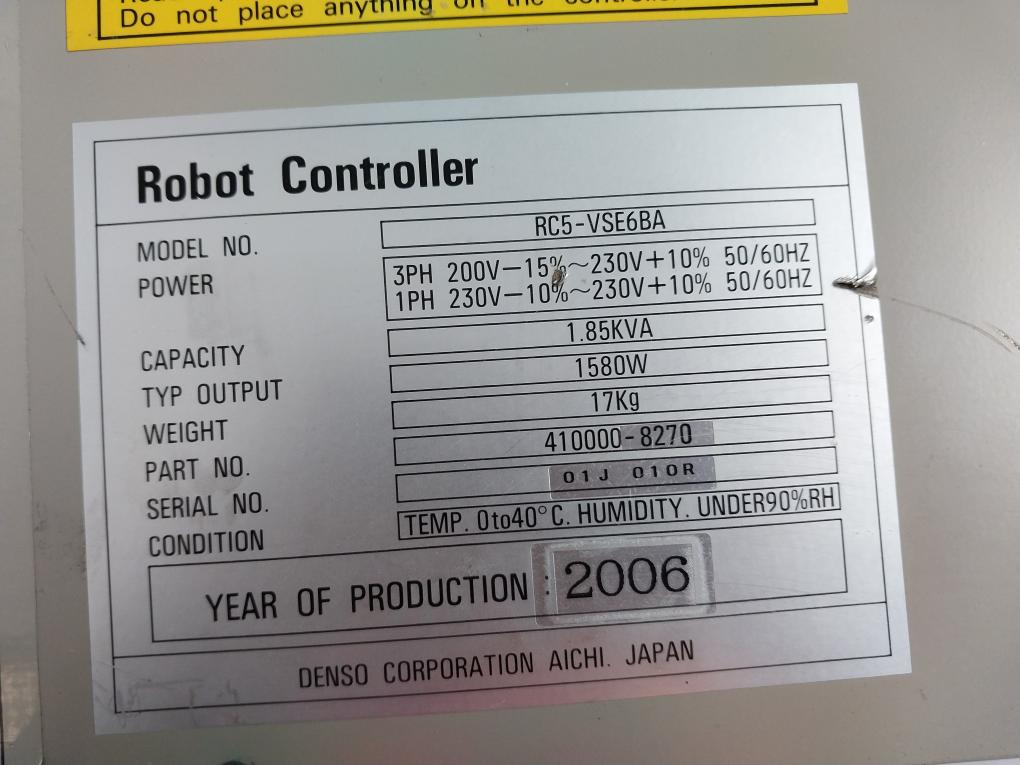 Denso Rc5-vse6Ba Cc-link Robot Controller Vs-6556E Capacity 1.85Kva