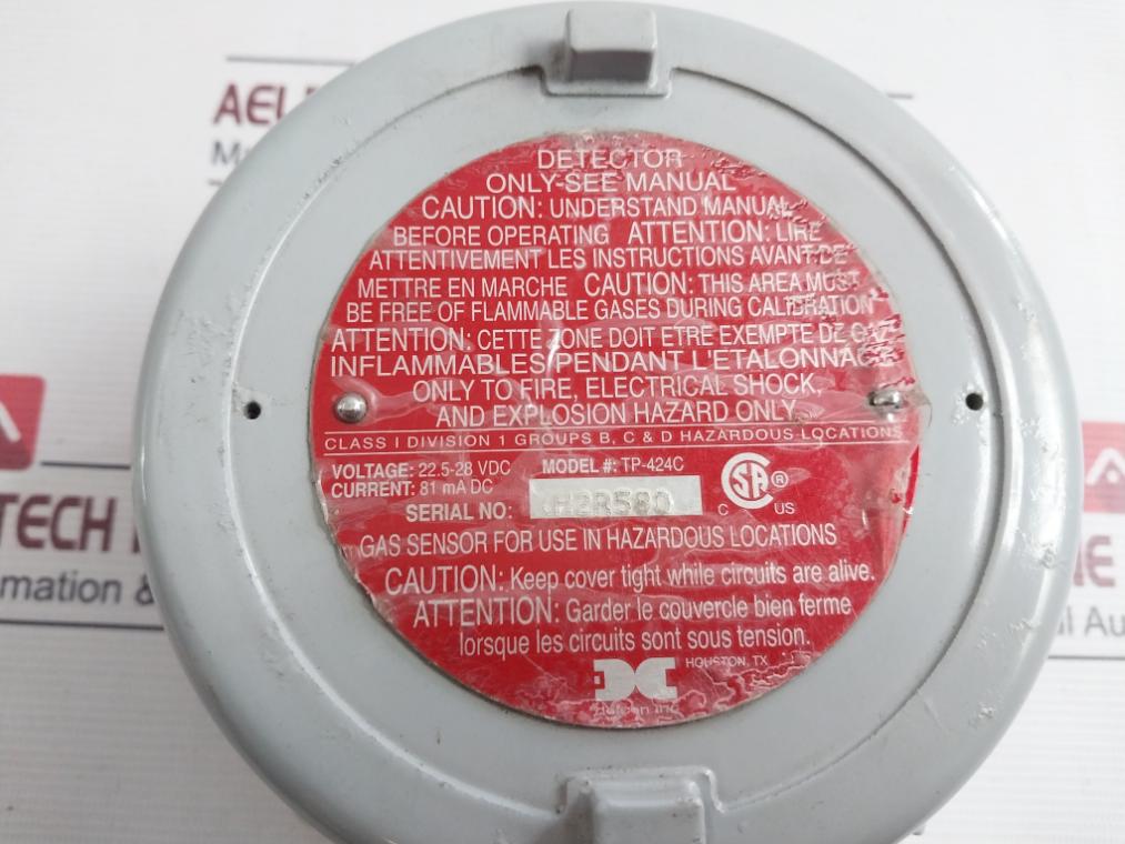 Detcon 897-850000-010 Monitoring Sensor 4-20 Madc 22.5-28Vdc Ppm H2S