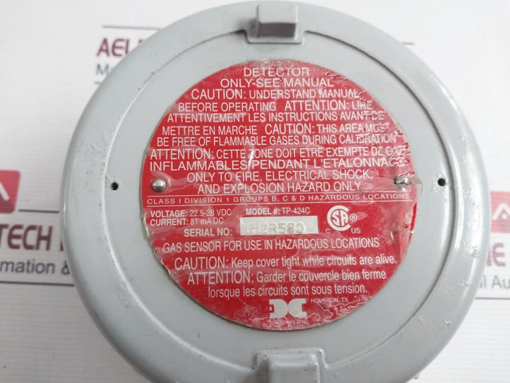 Detcon 897-850000-010 Monitoring Sensor 4-20 Madc 22.5-28Vdc Ppm H2S