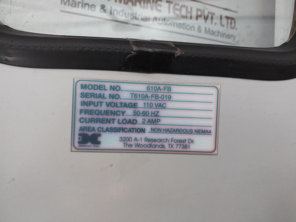 Detcon/Hoffman 610A-FB Pumproom Hydrocarbon Detector W/ A-16128JFGQRR Enclosure