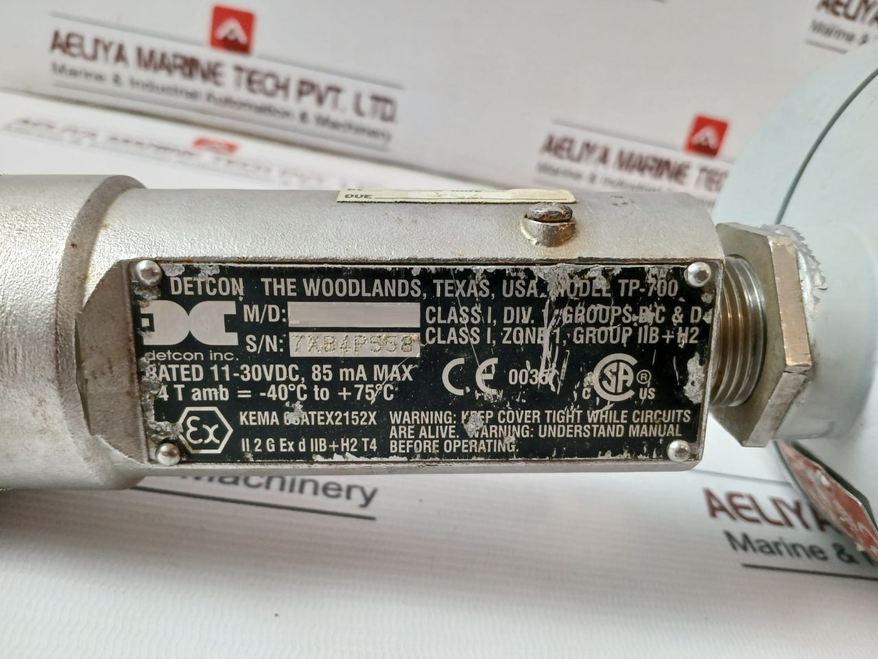 Detcon Tp-700 Hydrogen Sulfide Gas Sensor W/ Transmitter Module 22.5-28Vdc 94V-0