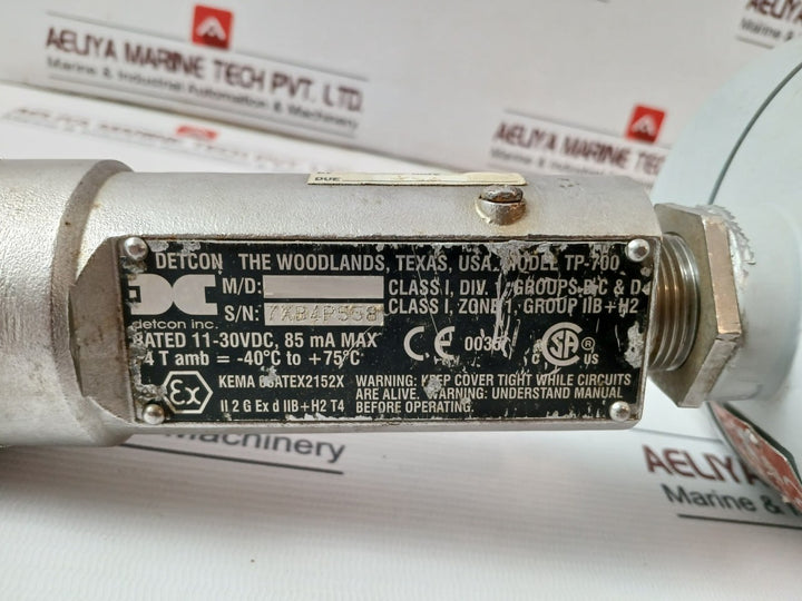 Detcon Tp-700 Hydrogen Sulfide Gas Sensor W/ Transmitter Module 22.5-28Vdc 94V-0