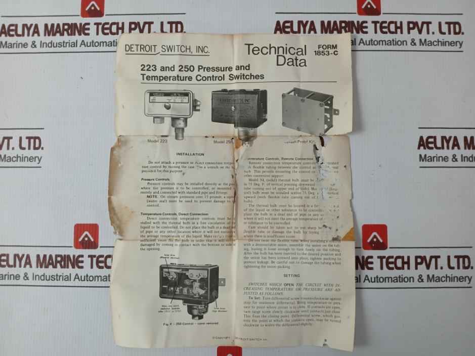 Detroit Switch 223 Pressure Temperature Control Switch 205Mm 18Mm