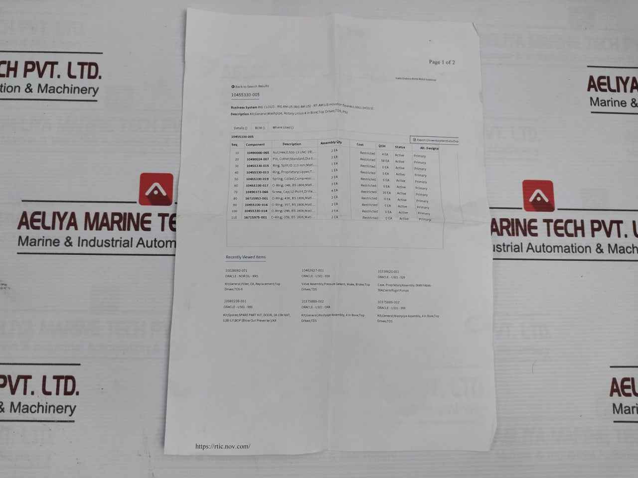 Deublin 30182002-501 Swivel Packing O-ring, Seal Face Kit For Motor Housing Assy