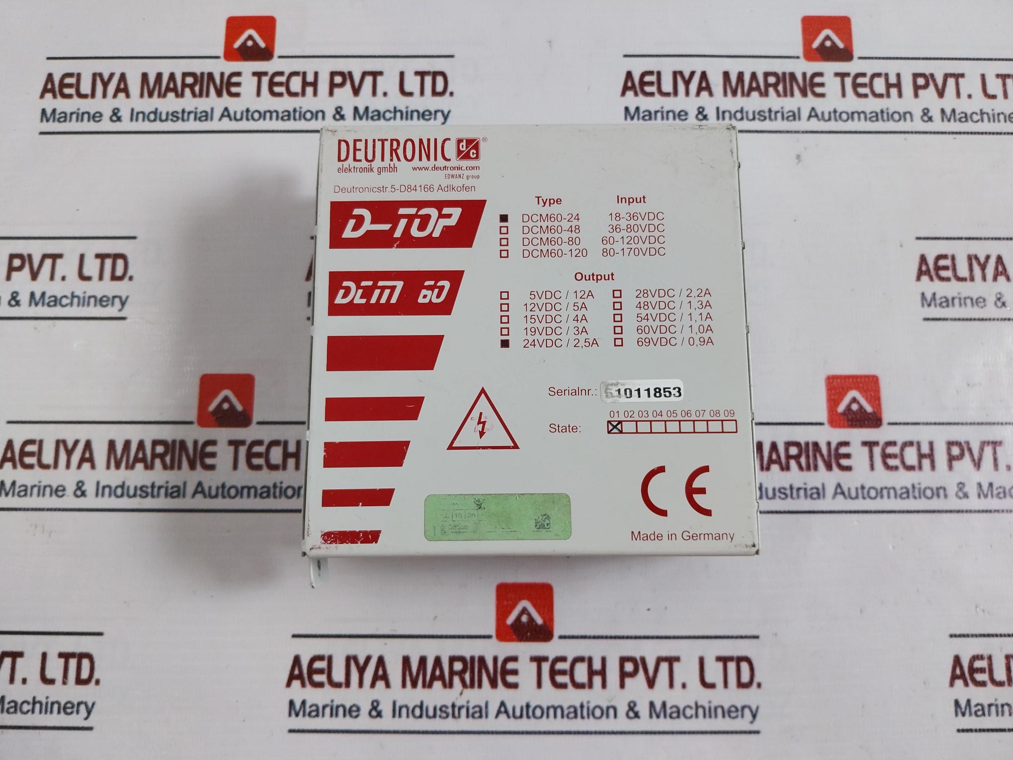 Deutronic Elektronik Dcm60-24 Power Supply 24Vdc/2.5A