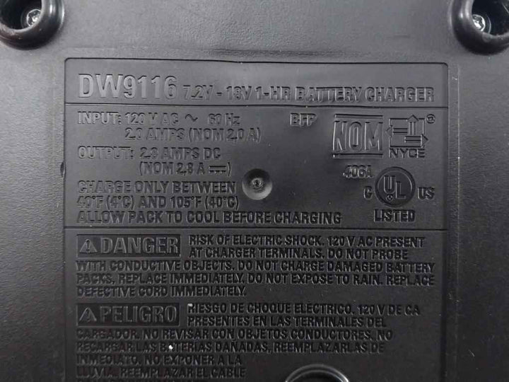 Dewalt Dw9116 1-hour Automatic Battery Charger 7.2V–18V