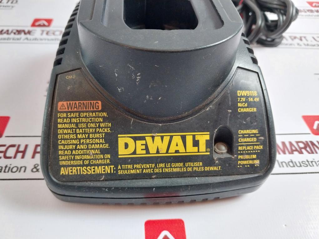 Dewalt Dw9118 7.2v-14.4v Nicd Battery Charger Black Input 120v