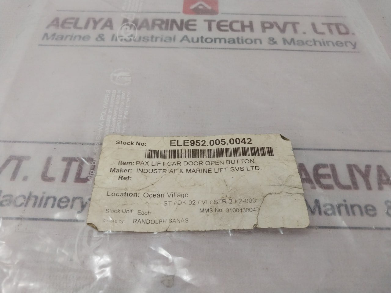 Dewhurst 40 Series Pax Lift Car Door Open Button Switching Component